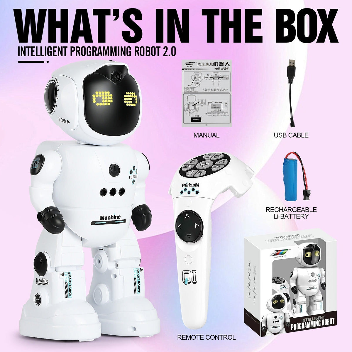 Gesture Control RC Robot Toy for Kids, Voice Recording, Programming, EMO LED Infrared Intelligent Interactive Robot