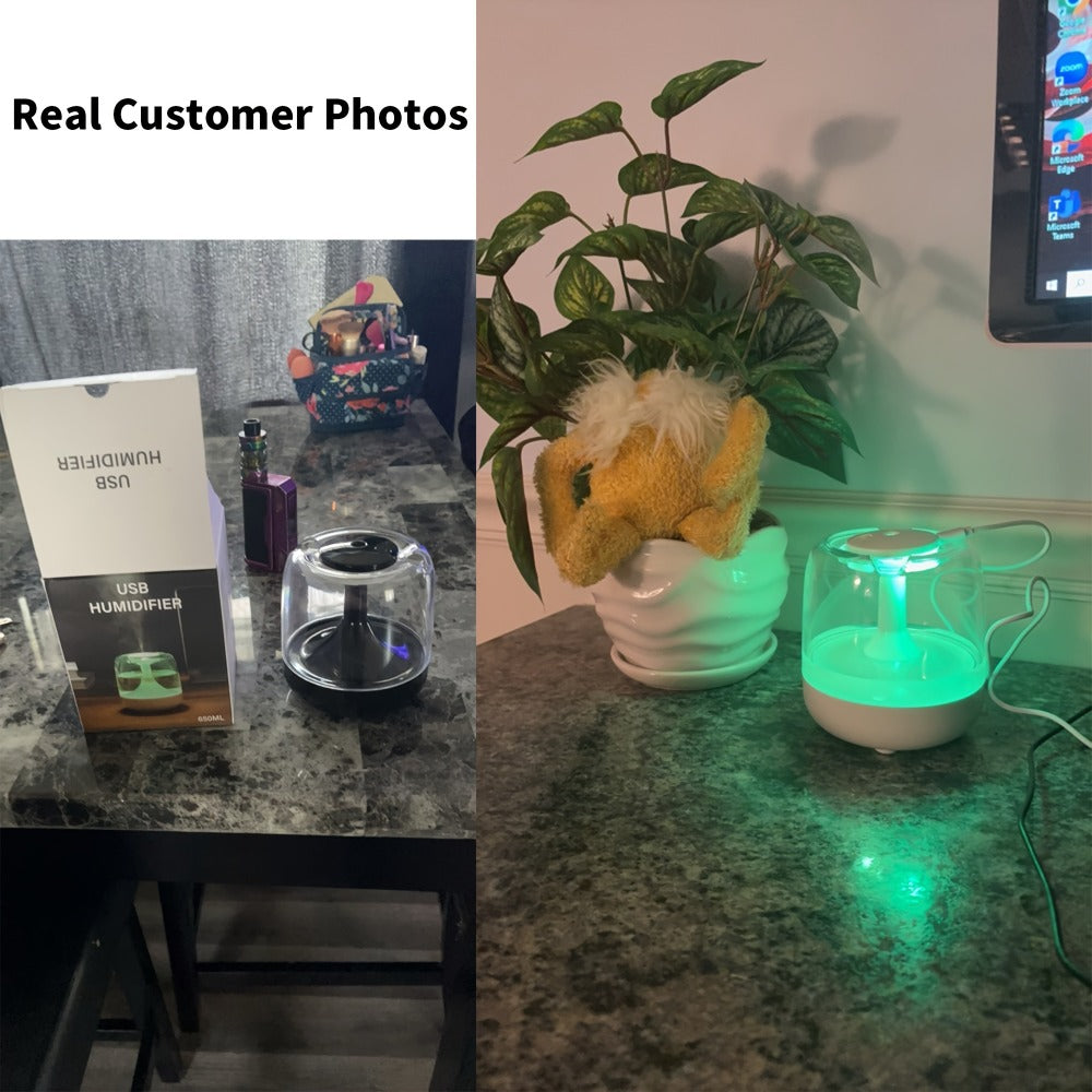 USB Humidifier with 7-Color Night Light for Entryways, Bedrooms and Living Spaces, with the Listed Configuration
