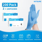 Blue Nitrile Disposable Gloves 5.5 Mil, Bulk Pack 101/201/501/1000 Count, Latex-Free Powder-Free Chemical Resistant Elastic Fit