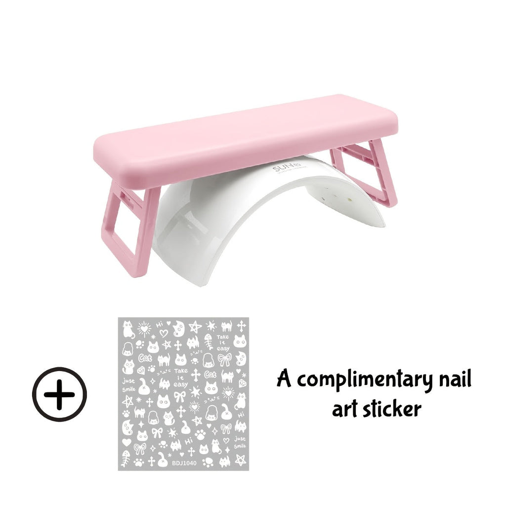 Folding Nail Armrest Hand Rest for Nail Technicians – Cushioned Wrist Support Pillow Bracket, Portable Manicure Table Stand