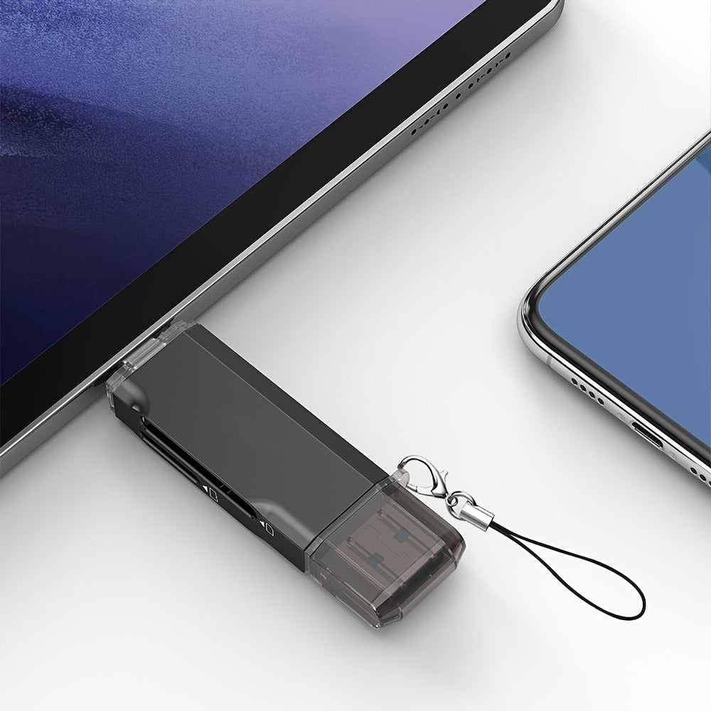 Compact SD Card Reader with USB-A & USB-C Dual Connector, High-Speed Memory Card Adapter for Micro SD SDHC SDXC