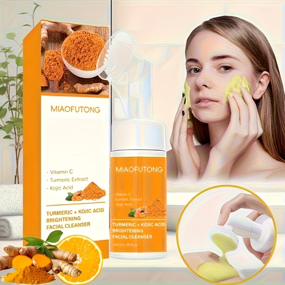 Turmeric Vitamin C Facial Cleansing Kit Face Wash Foam Soap Bars Set Nourishing Gentle for Bath Time, Home Spa and Personal Care