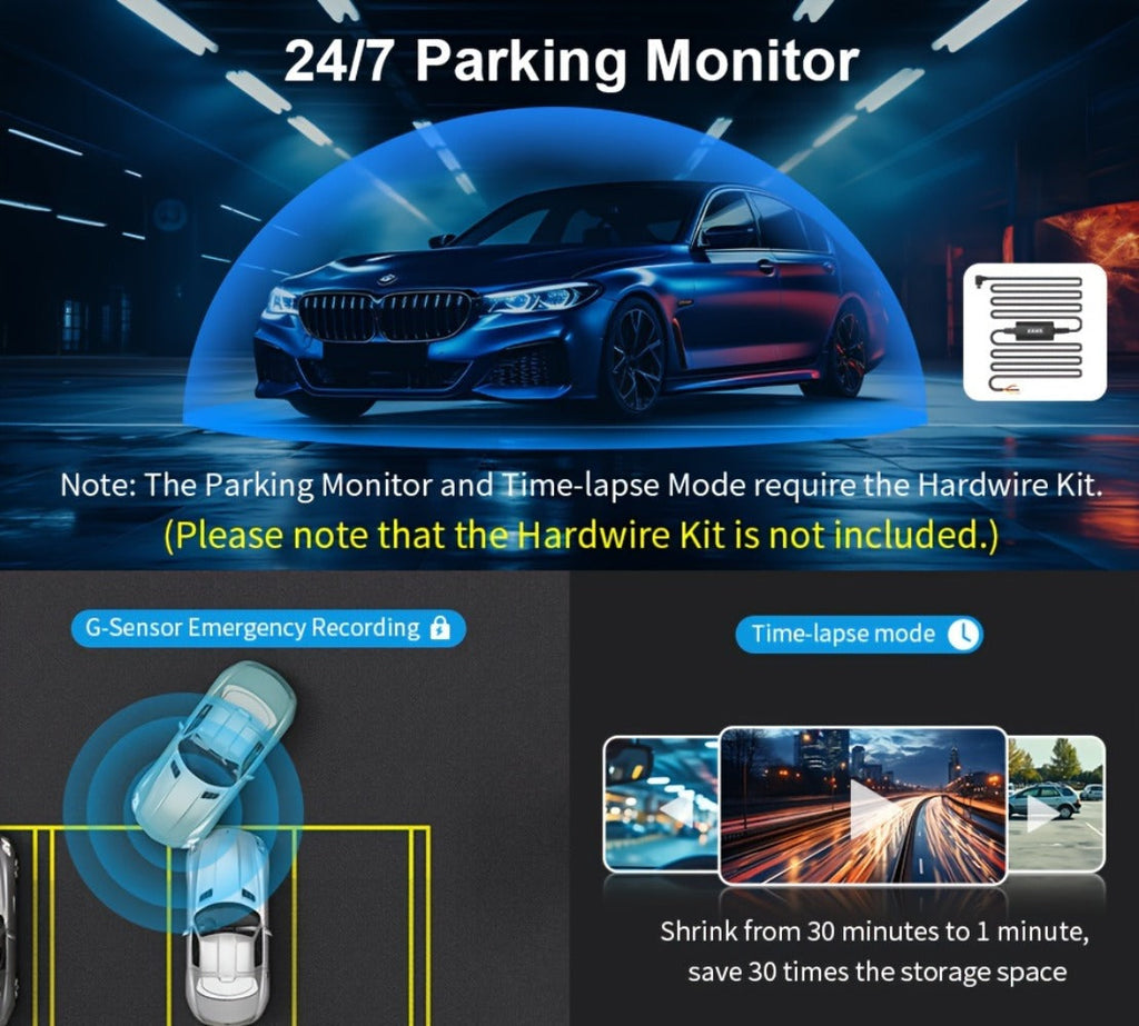 KAWA MINI 3 Dash Camera with 1296P Label, WiFi App Connection, Voice Control and Blue Finish