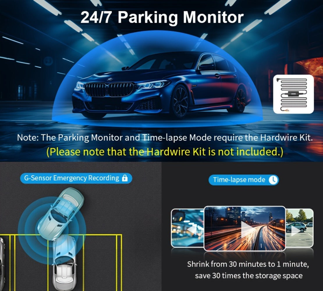 KAWA MINI 3 Dash Camera with 1296P Label, WiFi App Connection, Voice Control and Blue Finish
