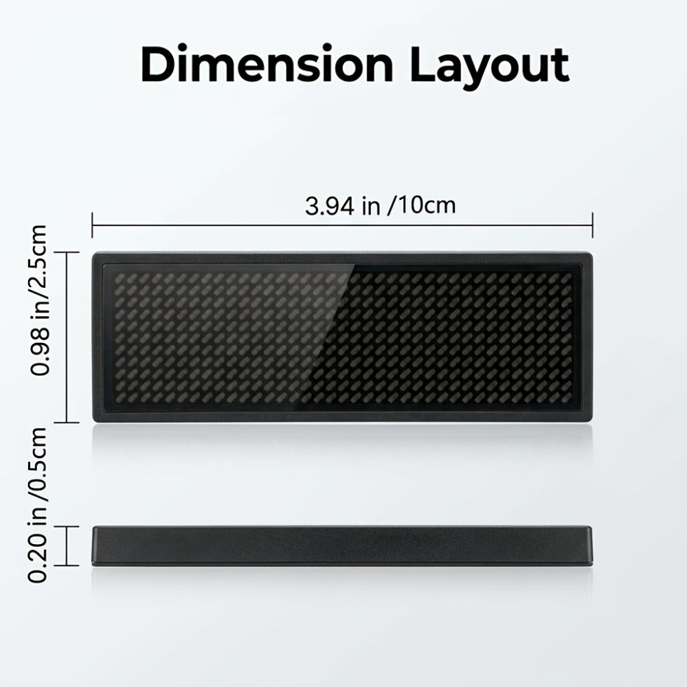 Programmable LED Badge Bluetooth App Controlled, Rechargeable Scrolling Text & Logo Display, 48x12 Pixel LED Name Tag for Events