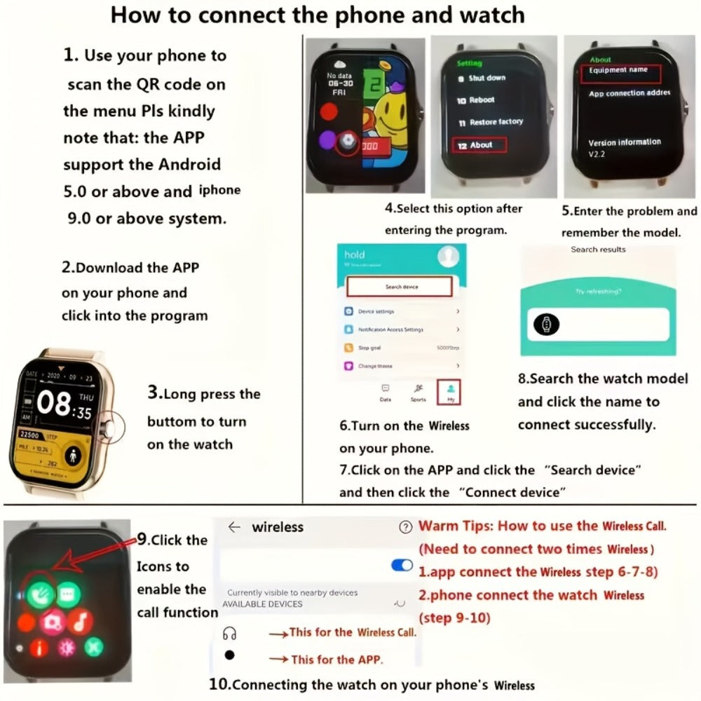 Smartwatch 1.83 Inch with Navigation, Calling, Multi-Sport Modes and Dual TPU Straps for Outdoors