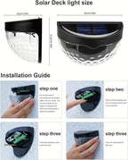 Six-Piece Solar Wall Light Set with Fan-Beam Pattern, 9 x 6.5 x 5cm Black Shells and Two Light Colors