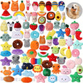 Dog Toys 80-Piece Squeaky Plush Assortment with Fruit, Animal and Novelty Shapes for Small or Medium Dogs
