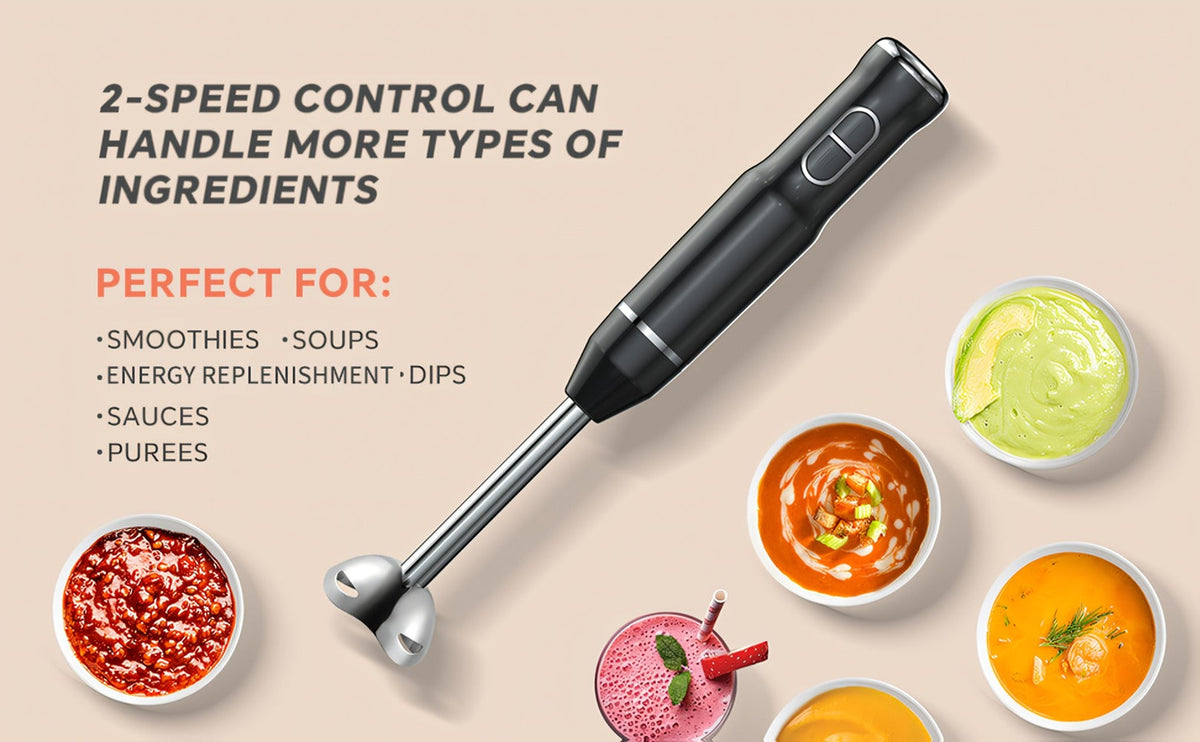 Corded Immersion Blender with Stainless-Steel-Look Blending Head, Two Controls and 38cm Height
