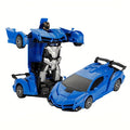 Robot Deformation Car for Kids 1:18 Blue & Red, One-Button Transform Remote Control Stunt Vehicle