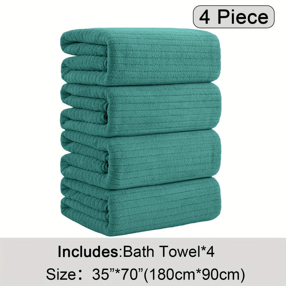 Bath Towels Set 4-Pack Oversized 35 x 70 Inch Microfiber Sheets in 13 Solid Color Options for Home and Guest Use