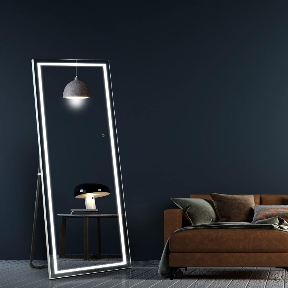 LED Full Length Mirror with Lights, Touch Control Lighted Full Body Mirror for Entryways, Bedrooms and Living Spaces