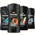 Four-Pack AXE Body Wash Assortment with 250ml Flip-Cap Bottles and Four Pictured Label Styles