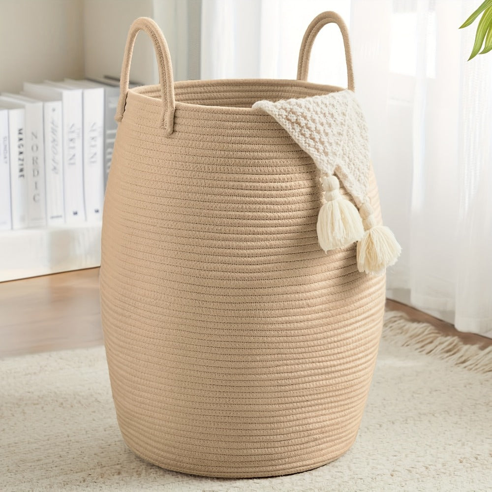 Laundry Hamper Basket Large Bohemian Foldable Clothes Hamper with Extended Handle – Fabric Oval Storage Bin for Bedroom Dorm Hotel