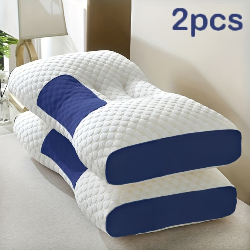 Two-Pillow Contoured Neck Pillow Set in Gray or Blue with 60 x 40 cm Pictured Size and Pillowcase-Only Option