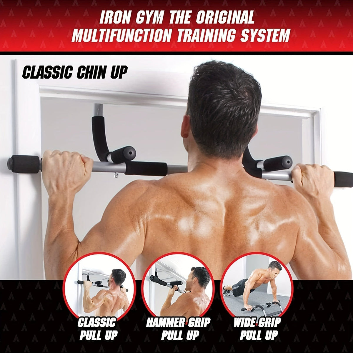 Doorway Pull-Up Bar – Multi-Grip Chin-Up Bar for Indoor Home Gym, No Screws Required, Upper Body Strength Trainer for Pull-Ups