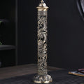 Incense Stick Holder Metal Retro Vertical Design, Dragon & Phoenix Heart Sutra Motif Brass Incense Burner Stand