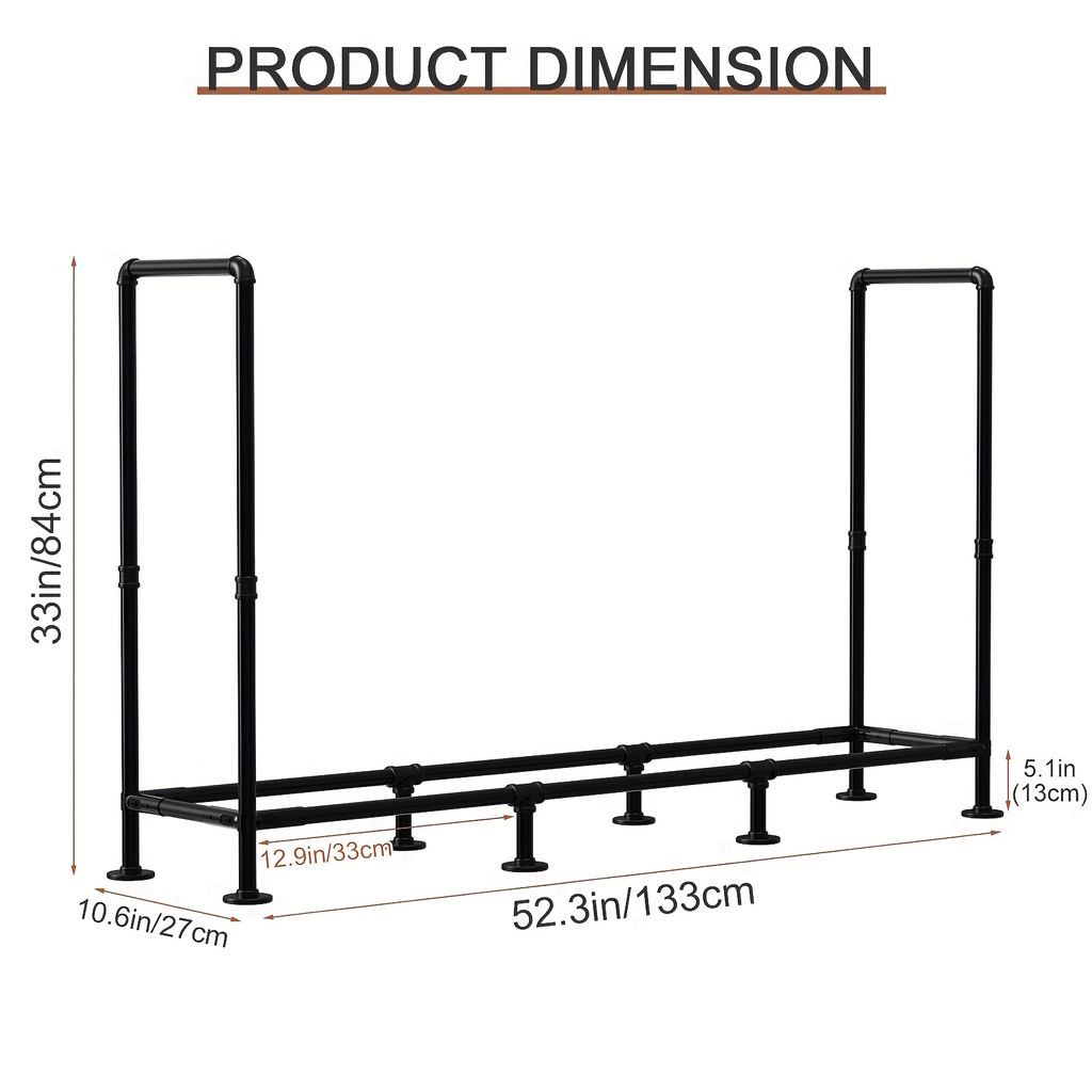 Firewood Rack | Heavy Duty Steel Indoor Outdoor Fireplace Patio Deck