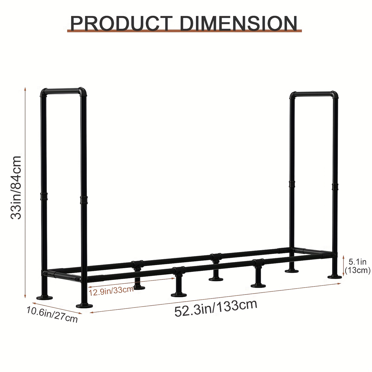 Firewood Rack | Heavy Duty Steel Indoor Outdoor Fireplace Patio Deck