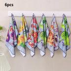 Six-Piece Printed Kitchen Towel Set, Approximately 60 x 40cm Each in Combination A or B Designs