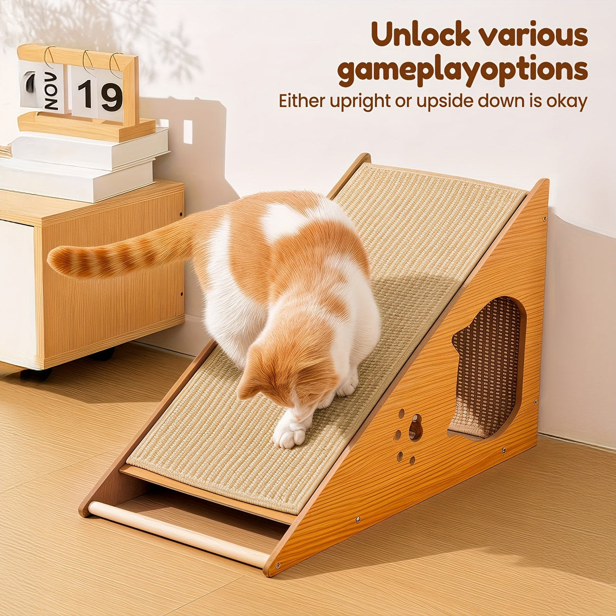 Cat Scratching Board 27 Inch Multi-Functional Sisal Scratcher with Teaser Balls – Wear-Resistant Cat Paw Pads, Furniture Protector