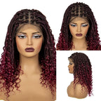 Sixteen-Inch Braided Wig with Full Lace Cap, Curly Ends and Four Black or Multicolor Checkout Options