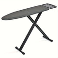 Freestanding Black Ironing Board with Multi-Height X-Leg Frame and Extended Iron-Rest Platform