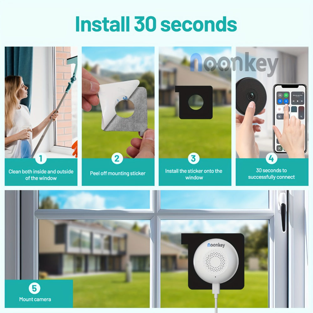 Security Camera 3MP Window Two-Pack with Color Night Vision, Peel-and-Stick Mount and Person or Pet Detection