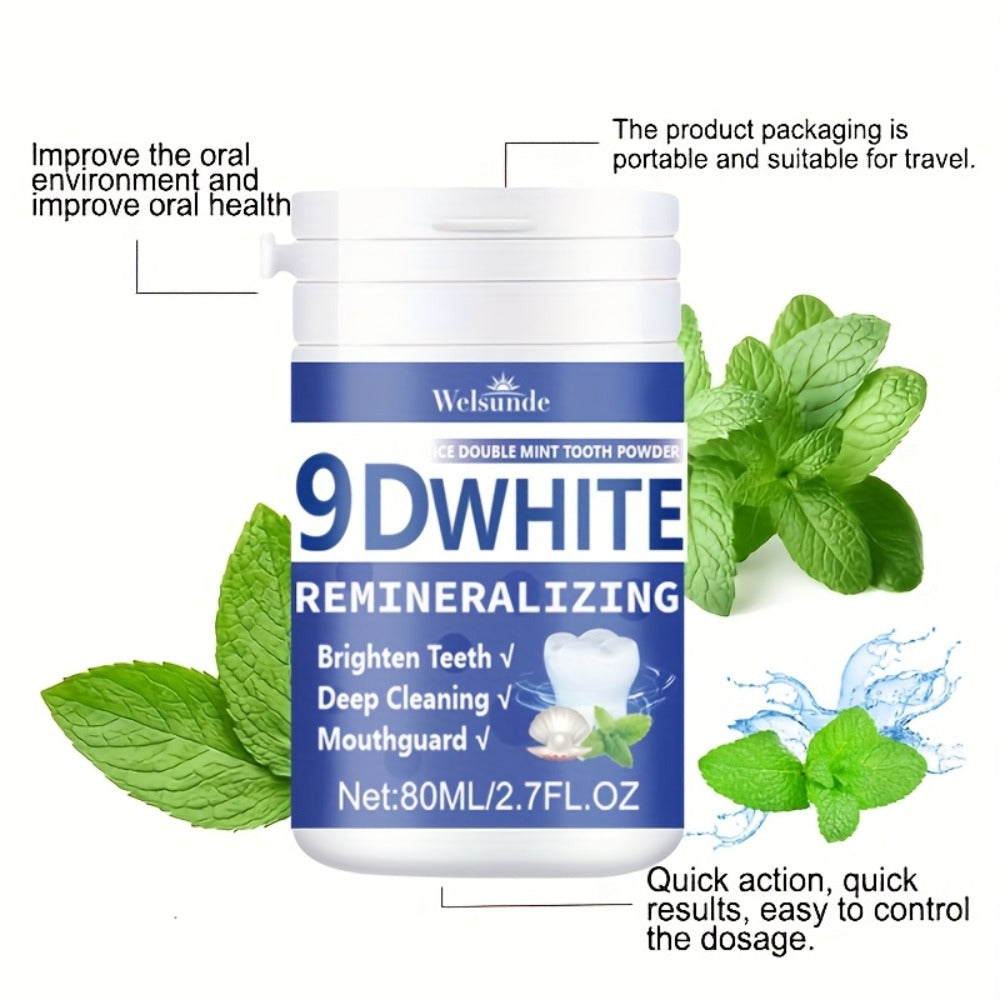 Teeth Whitening Tooth Powder 3-Pack, 9D White Deep Cleaning Dental Powder with Fresh Mint Flavor