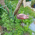Sculpted Big-Leaf Bird Bath with Ground Stake in Single or Two-Piece Options for Garden Use