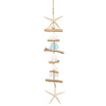 Starfish Wooden Bead Necklace & Coastal Pendant Set, Beach Jewelry, Nautical Starfish Charm, Driftwood Hanging String Decor for Women