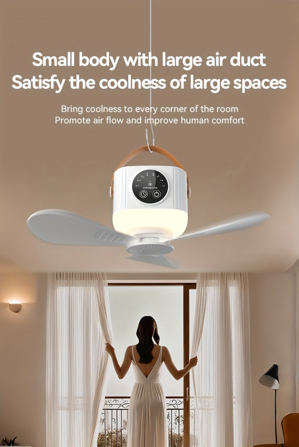 Portable Fan USB-Powered Hanging Tent Model with Remote Control, LED Light and Optional Triangular Stand