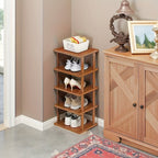 Bamboo-Labeled Freestanding Shoe Rack with Six- or Nine-Layer Checkout Options and Square Shelves