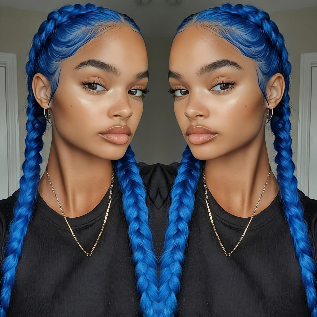 Lace Front Wig Braided Synthetic Style, 26-Inch 13x4 Front with Five Color Options and 250% Density