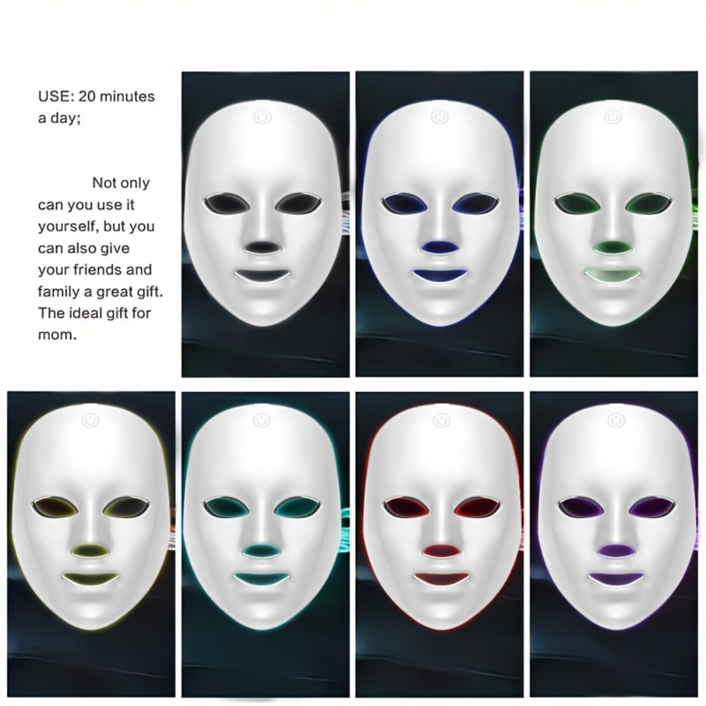 LED Light Therapy Facial Mask Device 7 Color Photon Skin Rejuvenation Face Care Beauty Tool for Entryways, Bedrooms and Living Spaces