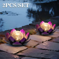 Solar Lotus Cracked Glass Ball Garden Lamp 2pcs, Metal Cracked Ball Solar Light for Outdoor & Indoor Decoration
