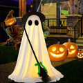 Halloween Ghost with Broom Outdoor Decoration, Eerie Spooky Ghost Ornament for Porch, Yard, Garden & Lawn