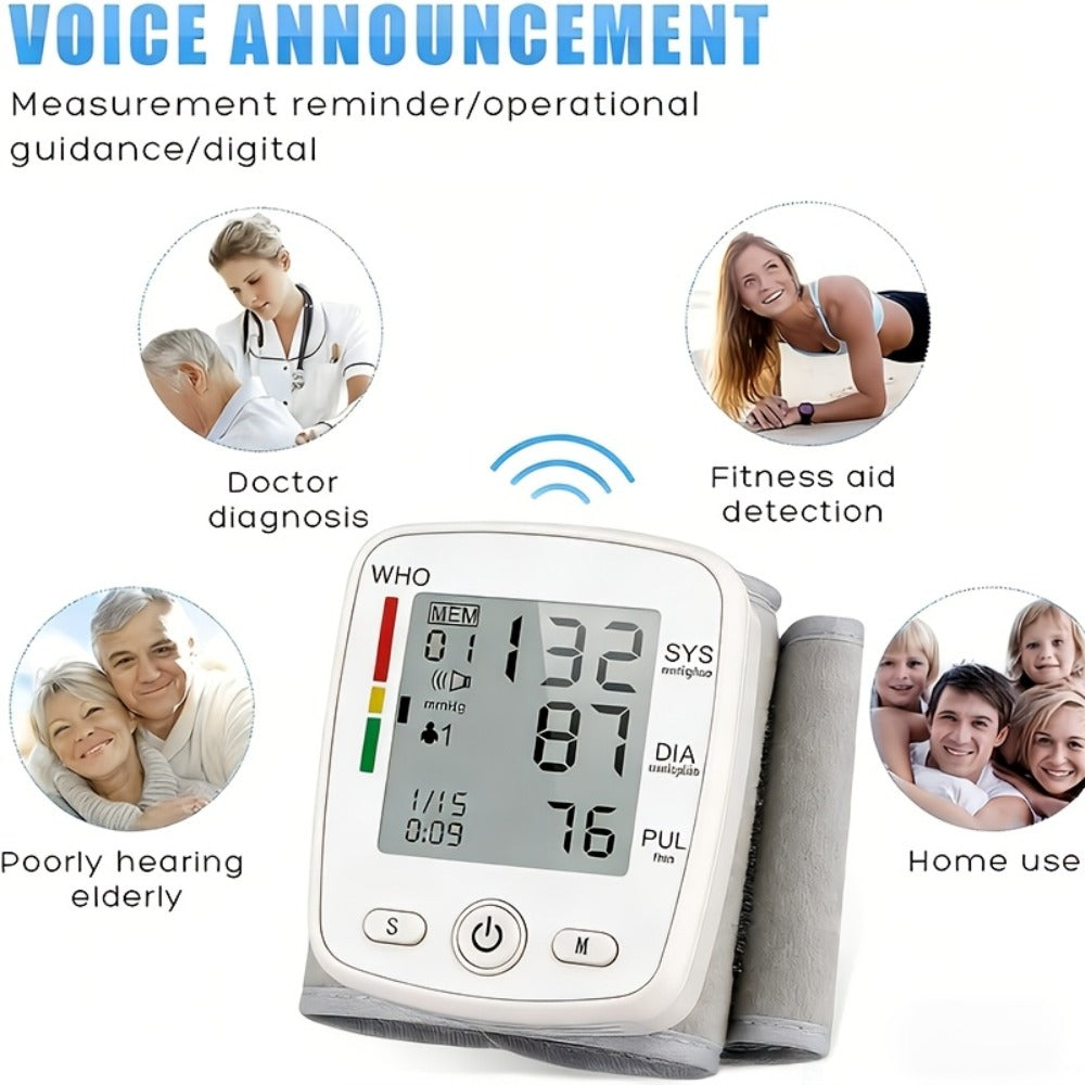Blood Pressure Monitor Wrist & Forehead Thermometer 2-in-1 Set, Rechargeable with 2x99 Memory, Large LCD