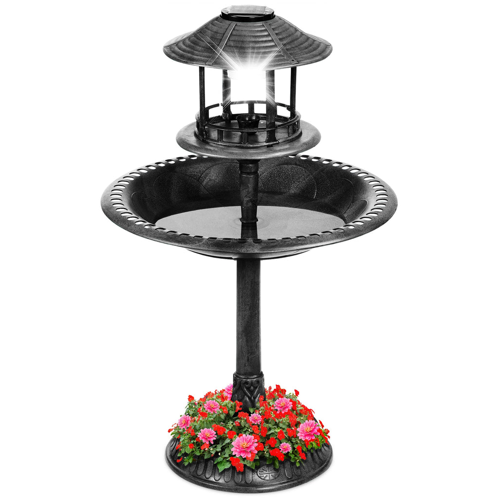 Solar Lighted Pedestal Bird Bath product image 1