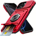 iPhone Card Slot Shockproof Case with Ring Holder & Kickstand – Wallet Phone Cover for iPhone 17 17 Air 17 Pro Max 16 15 14 13 12 11 Pro Max