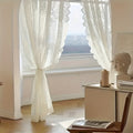 Sheer Curtain Rod Pocket Floral Lace Semi-Sheer Window Panel for Living Room Bedroom Kitchen Bathroom, 100% Polyester, Machine Washable