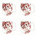 Double Wall Glass Coffee Cups with Handle Set of 4 – Borosilicate Thermal Mugs for Latte Cappuccino Tea | Dried Flower & Petal Design