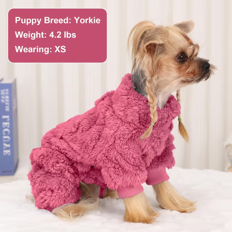 Fleece Dog Sweater Turtleneck Jumpsuit for Small Dogs & Cats 1-15 lbs – Soft Warm Winter Puppy Pajamas Onesie