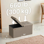 Storage Ottoman with Flip Top Lid, Foldable Faux Leather Chest Stool, 30" Wide Extra Seating & Blanket Storage for Entryway