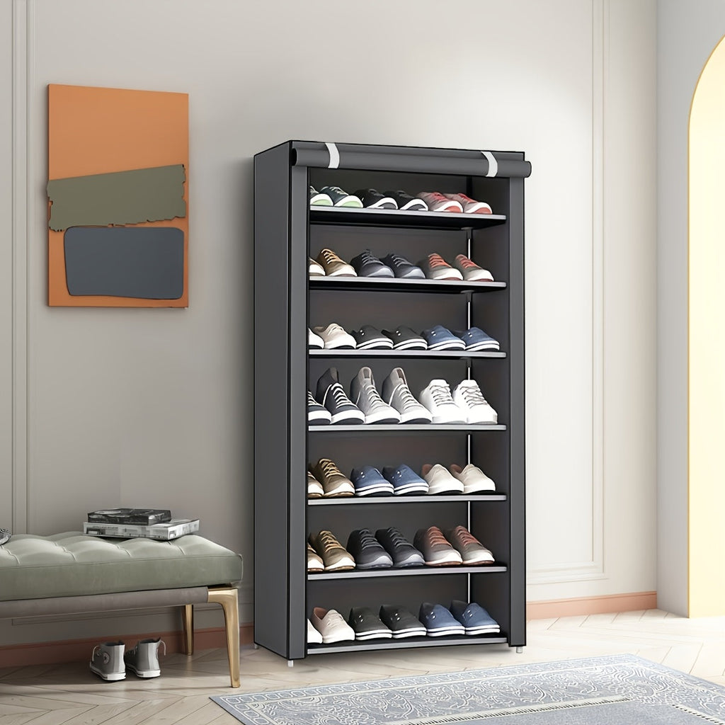Shoe Cabinet shown in the (Single Door Roller Shutter) 7-layer Gray option