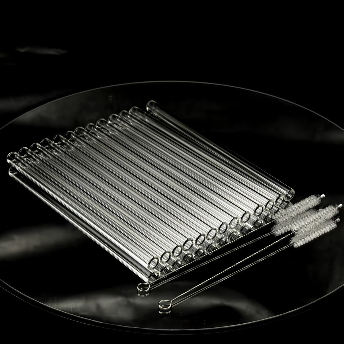 Glass Straws Reusable 12 Pack with Cleaning Brushes – Borosilicate Glass Drinking Straws 6 or 8 Inch, Clear & Colorful, Thick 12mm