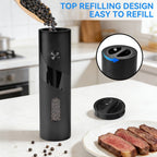 Electric Pepper Grinder Set of 2, Rechargeable with Charging Base, 6 Adjustable Coarseness Settings