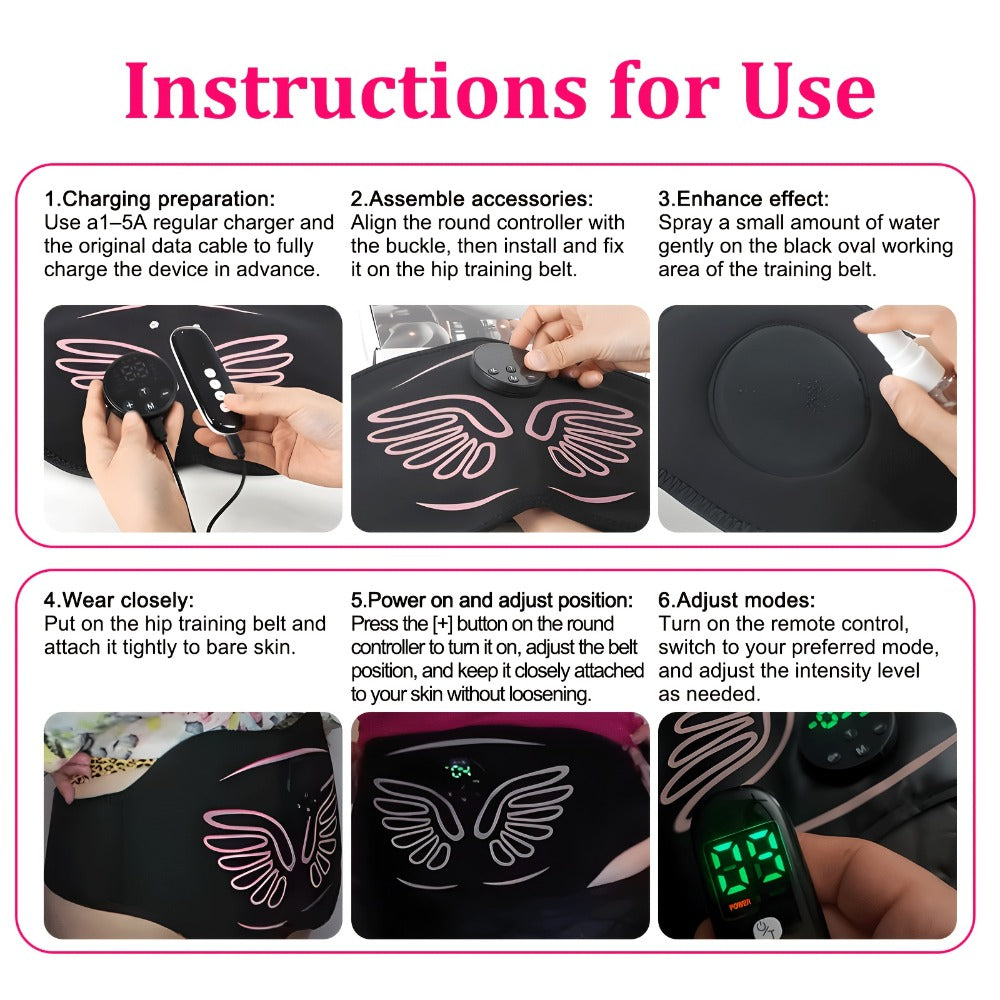 EMS Hip Trainer & Butt Stimulator with Remote Control, Rechargeable Electric Peach Butt Shaper for Women