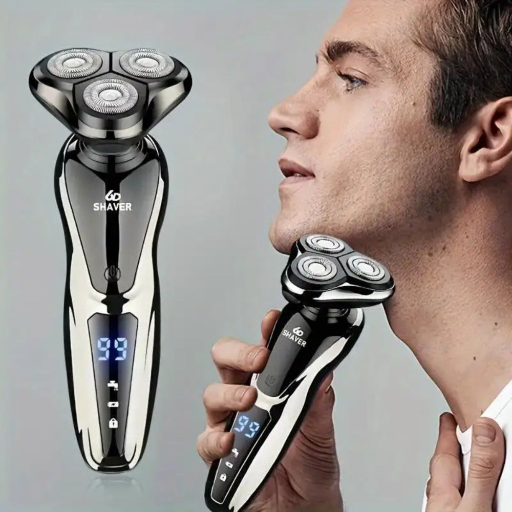 Electric Shaver 3D Floating Head with LED Battery Indicator, Rechargeable Power and Wet/Dry Use in 1- or 2-Pack