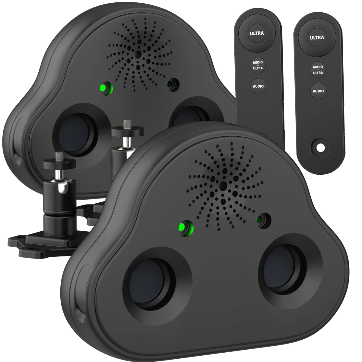 A Black Two Pack Anti-Barking Device Designed to Stop Dogs From Barking.